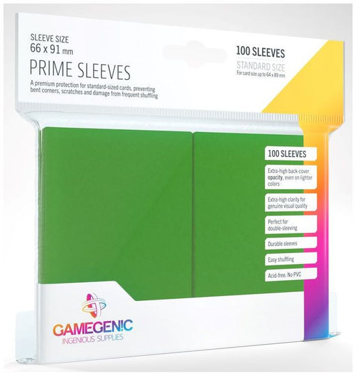 Gamegenic Prime Card Sleeves Green (66mm x 91mm) (100 Sleeves Per Pack)   