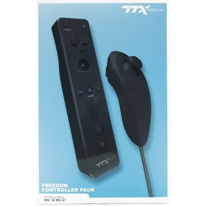 Wii/WiiU TTX Tech Wireless Nunchuk & Freedom Remote with Action Plus Bundle - Black   