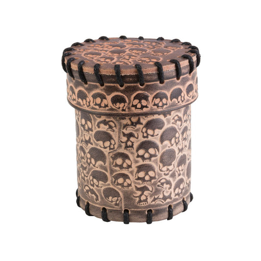 Q Workshop Skull Beige Leather Dice Cup   
