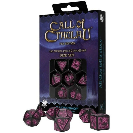 Q Workshop Call Of Cthulhu Black And Magenta Dice Set 7   