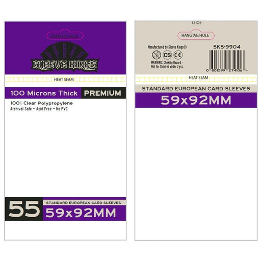 Sleeve Kings Board Game Sleeves Standard European (59mm x 92mm) (55 Sleeves per Pack)   