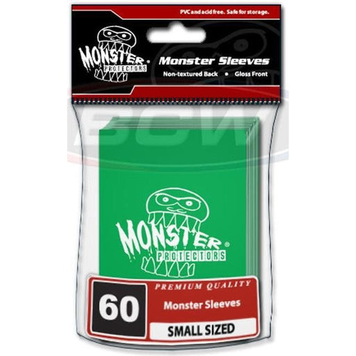 BCW Monster Deck Protectors Small Glossy Green (62mm x 91mm) (60 Sleeves Per Pack) LOGO   