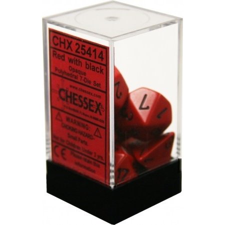 D7-Die Set Dice Opaque Polyhedral Red/Black (7 Dice in Display)   
