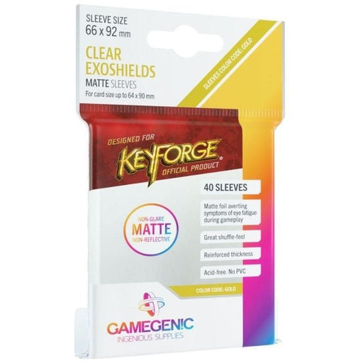 Gamegenic Matte Board Game Sleeves - Keyforge Exoshields Clear (66mm x 92mm) (40 Sleeves Per pack)   