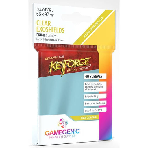 Gamegenic Prime Board Game Sleeves - Keyforge Exoshields Clear (66mm x 92mm) (40 Sleeves Per Pack)   