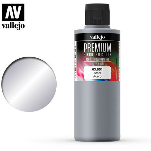 Vallejo Premium Colour - Pearl & Metallics Steel 200ml   