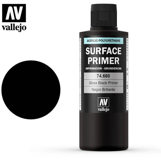 Vallejo Surface Primer - Gloss Black Primer 200ml   